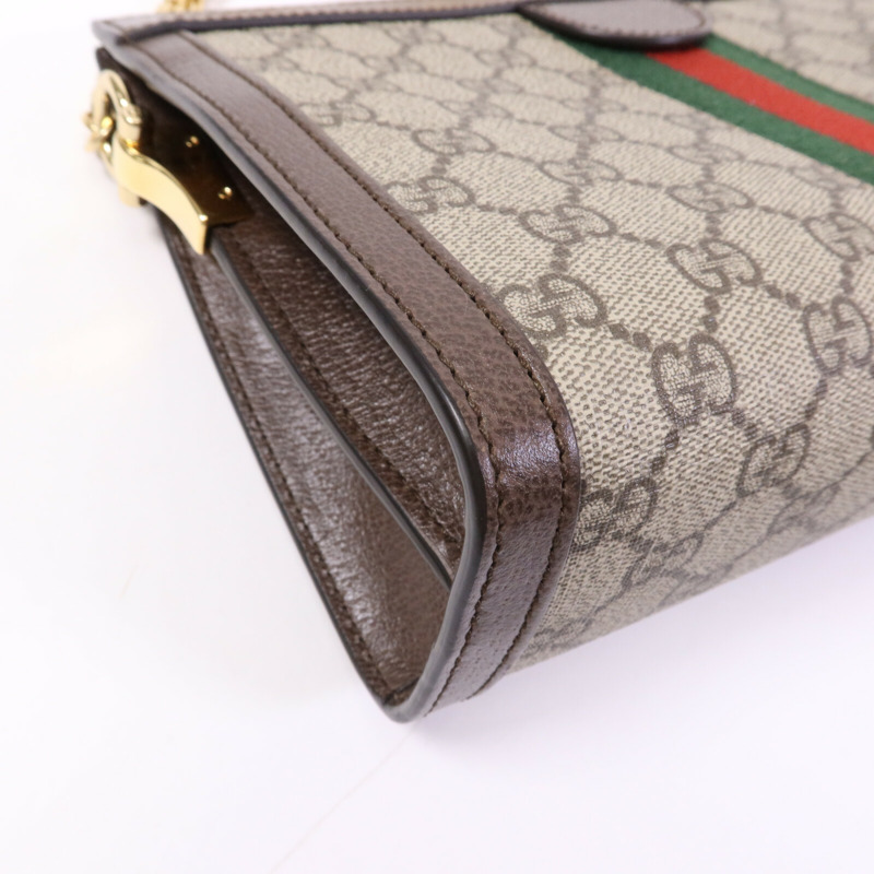 GUCCI 塗層帆布Ophidia GG金扣鏈帶肩背袋-12