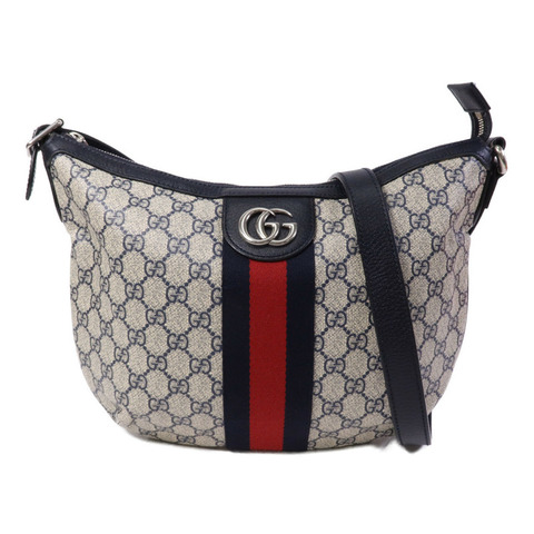 GUCCI 塗層帆布Ophidia GG銀扣肩背袋