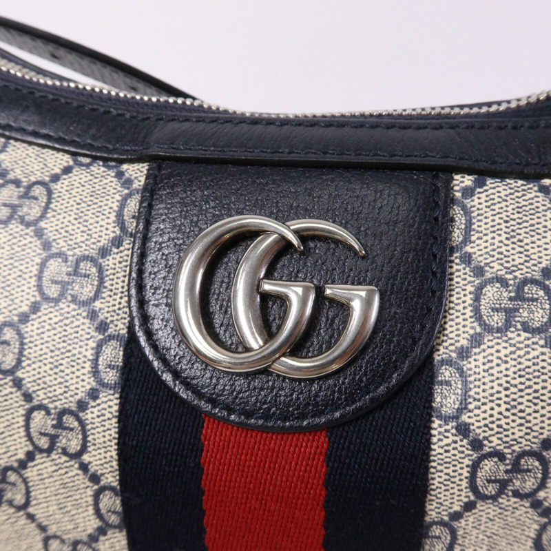GUCCI 塗層帆布Ophidia GG銀扣肩背袋-6