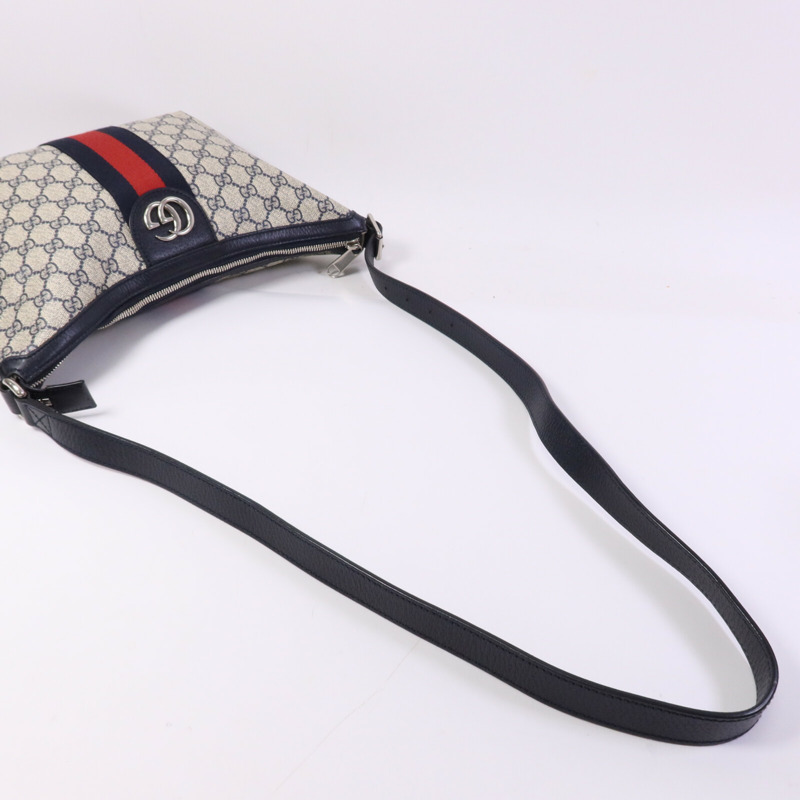 GUCCI 塗層帆布Ophidia GG銀扣肩背袋-8