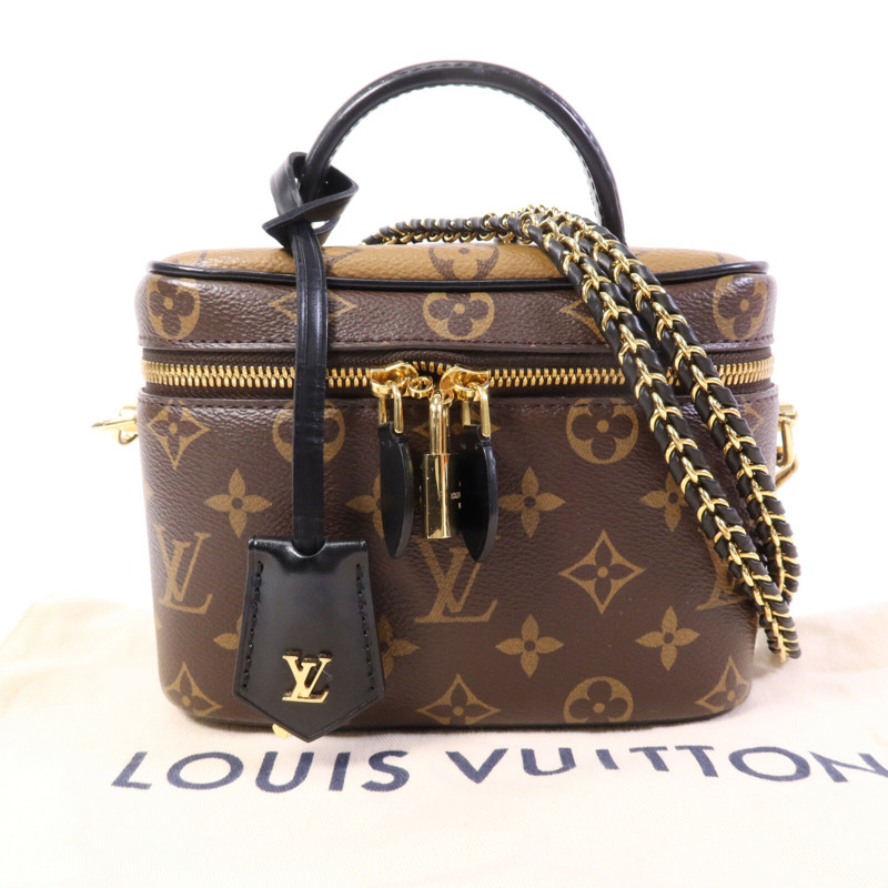 LOUIS VUITTON Monogram Reverse Vanity PM金扣手挽肩背兩用袋-8