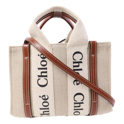 Chloe 帆布Mini Woody手挽肩背兩用袋