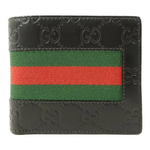 GUCCI 牛皮皮革Signature Wallet銀扣錢包