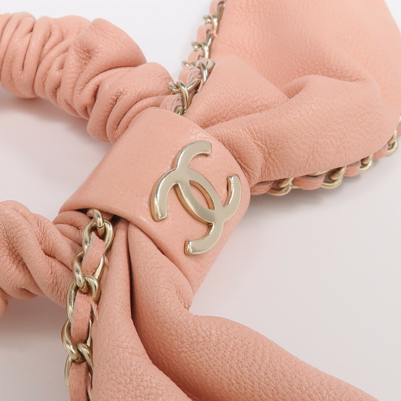 CHANEL 羊皮皮革Hair Ribbon髮帶-4