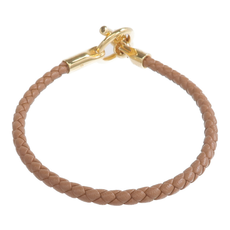 HERMES Swift皮革Glenan H Trio Bracelet金扣手鏈Gold-2