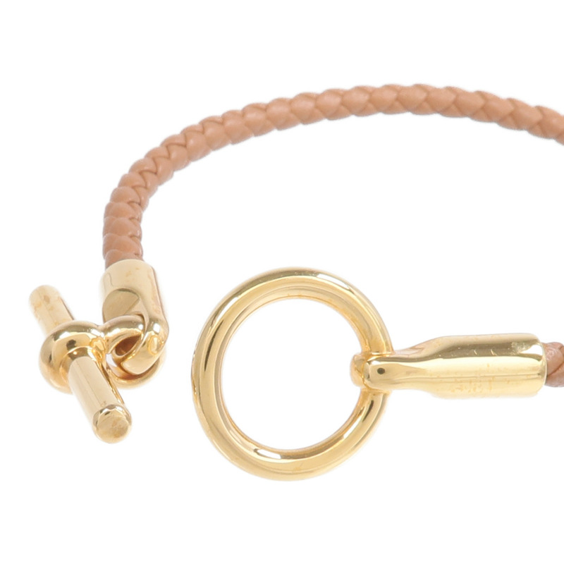 HERMES Swift皮革Glenan H Trio Bracelet金扣手鏈Gold-5