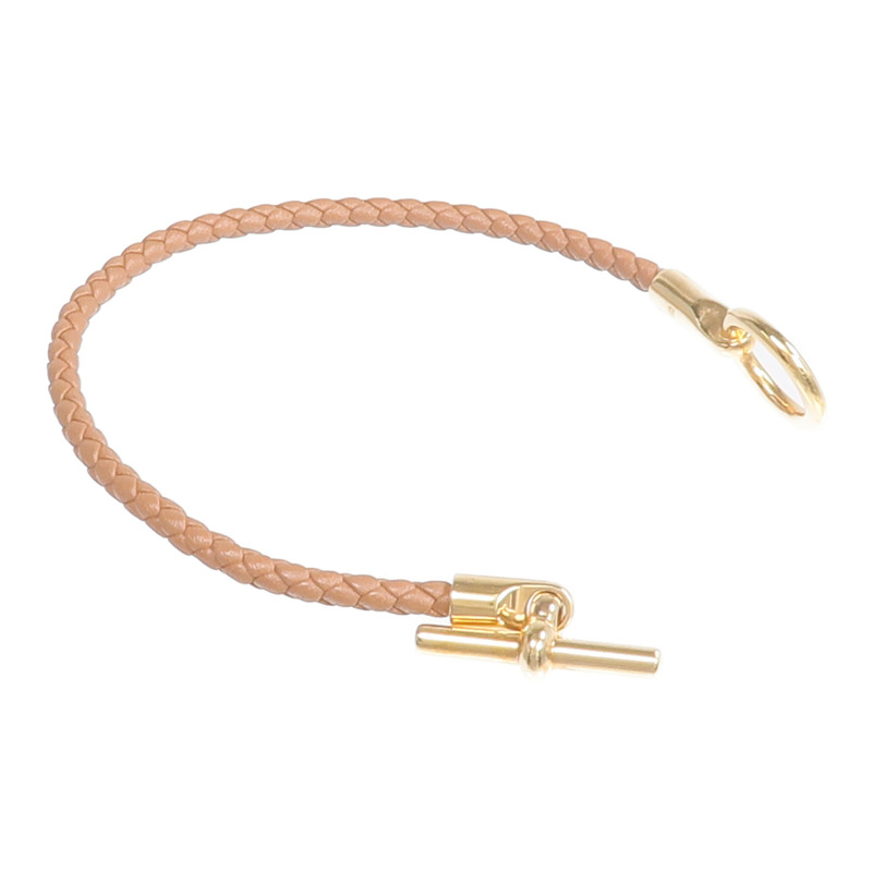 HERMES Swift皮革Glenan H Trio Bracelet金扣手鏈Gold-6