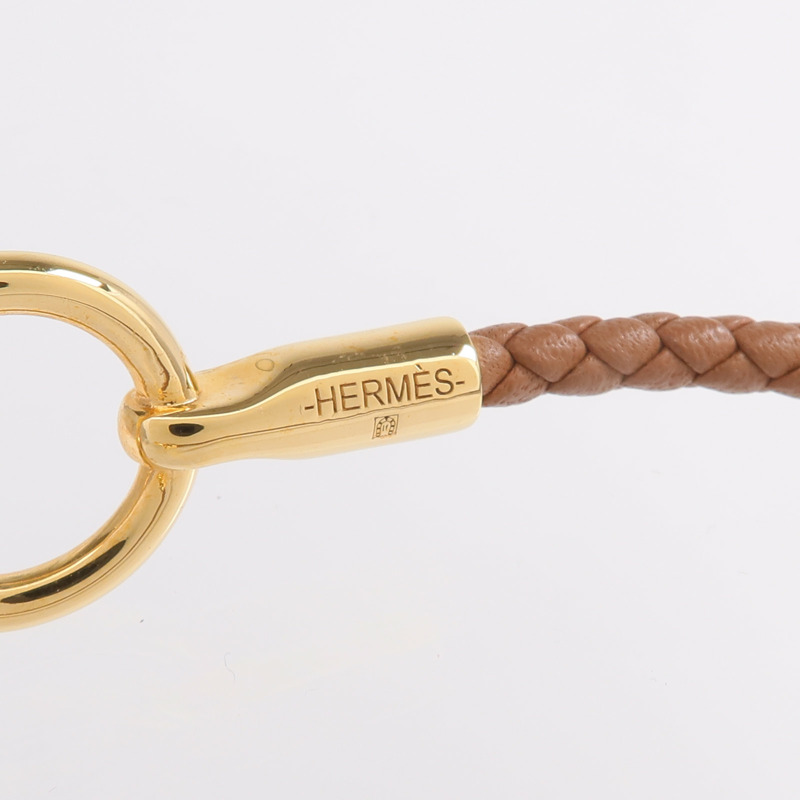 HERMES Swift皮革Glenan H Trio Bracelet金扣手鏈Gold-7
