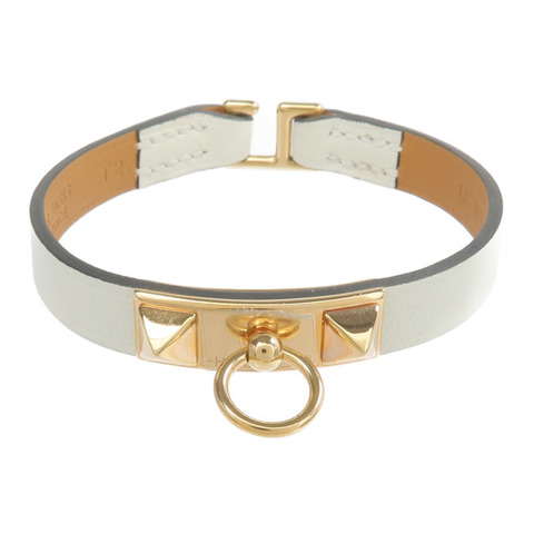 HERMES Swift皮革Rivale Mini Bracelet金扣手鏈Vert Fizz