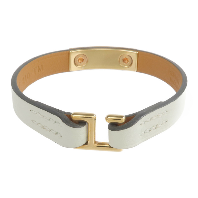 HERMES Swift皮革Rivale Mini Bracelet金扣手鏈Vert Fizz-2