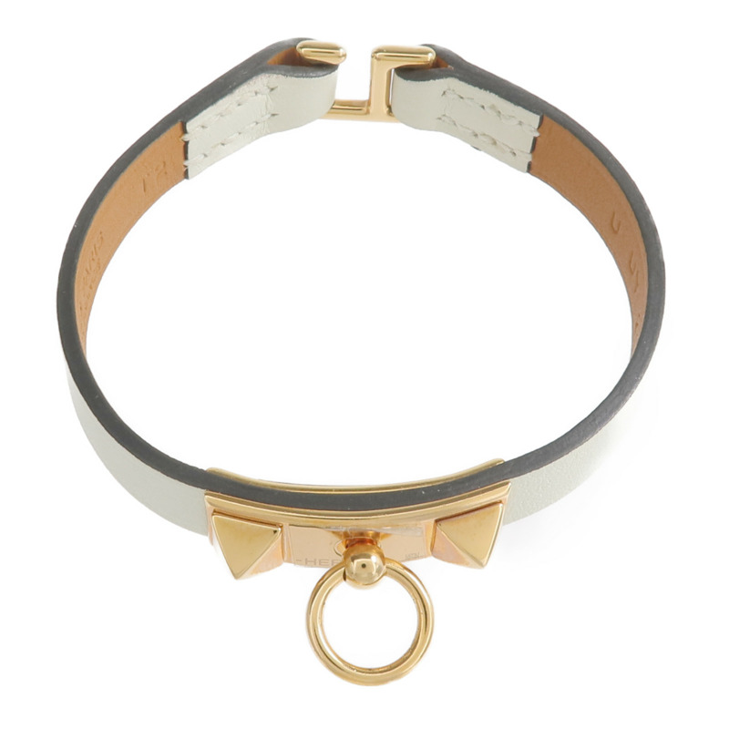 HERMES Swift皮革Rivale Mini Bracelet金扣手鏈Vert Fizz-3