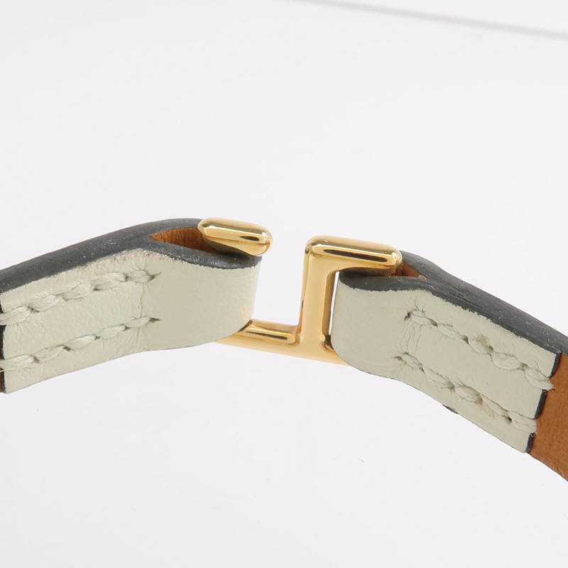 HERMES Swift皮革Rivale Mini Bracelet金扣手鏈Vert Fizz-4