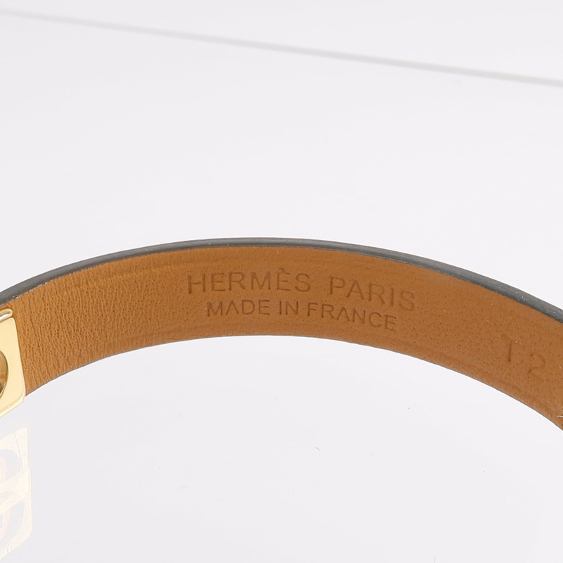 HERMES Swift皮革Rivale Mini Bracelet金扣手鏈Vert Fizz-7