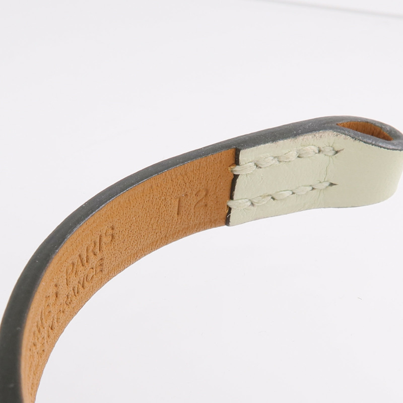 HERMES Swift皮革Rivale Mini Bracelet金扣手鏈Vert Fizz-8