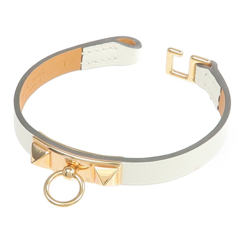 HERMES Swift皮革Rivale Mini Bracelet金扣手鏈Vert Fizz-9