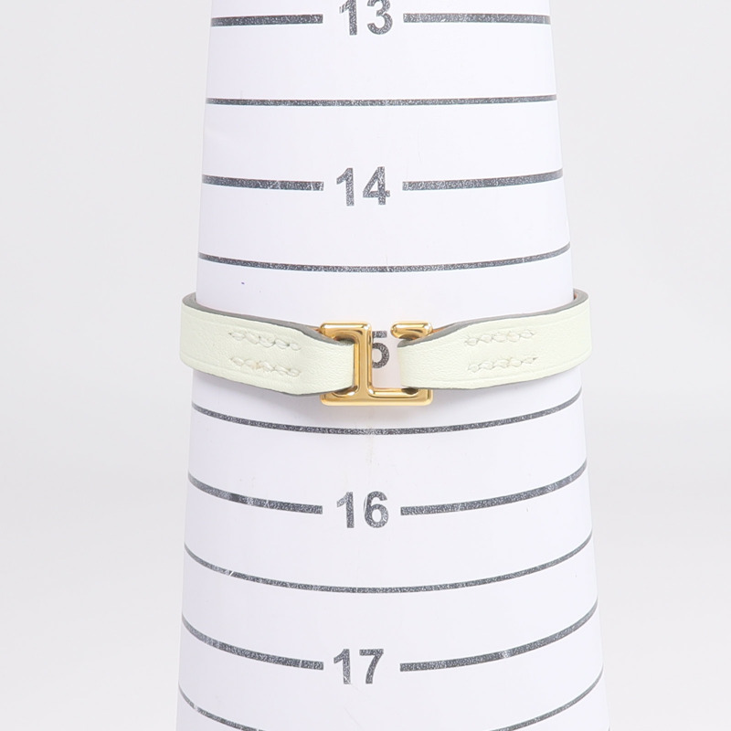 HERMES Swift皮革Rivale Mini Bracelet金扣手鏈Vert Fizz-11