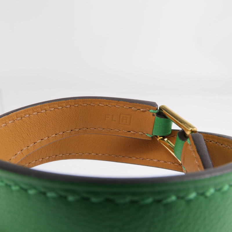 HERMES Swift皮革Rivale Double Tour Bracelet金扣手鏈Menthe-4