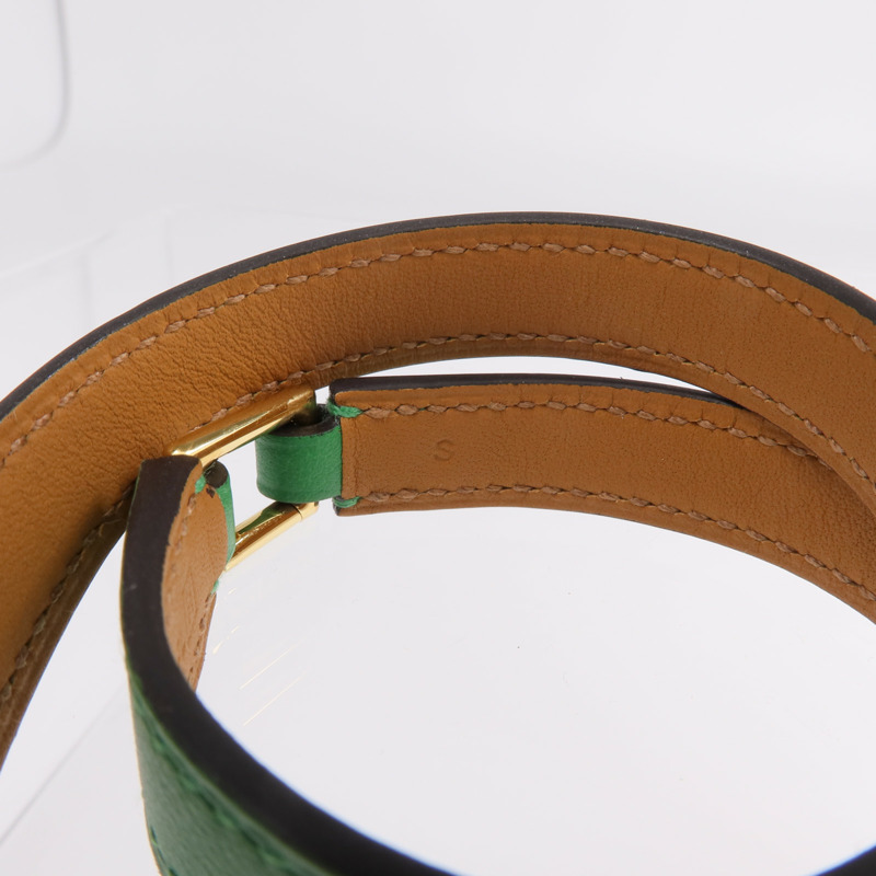 HERMES Swift皮革Rivale Double Tour Bracelet金扣手鏈Menthe-5