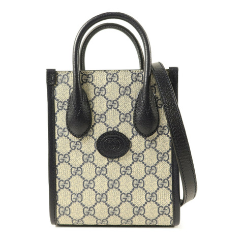 GUCCI 塗層帆布Interlocking G Mini Tote Bag銀扣手挽肩背兩用袋