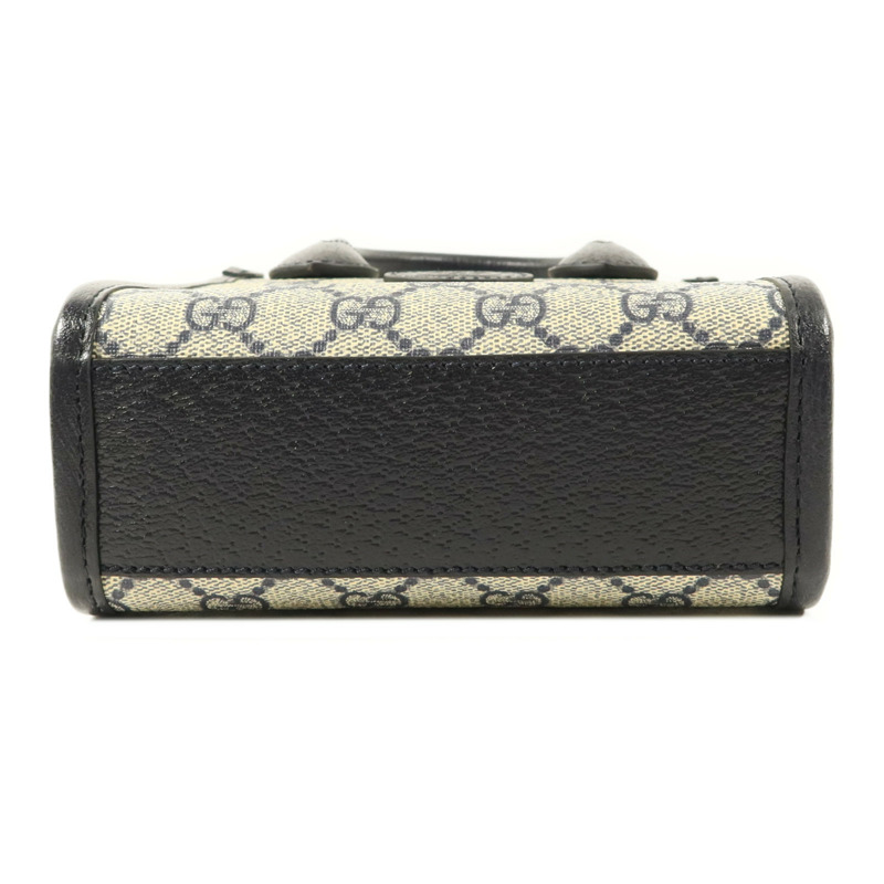 GUCCI 塗層帆布Interlocking G Mini Tote Bag銀扣手挽肩背兩用袋-3