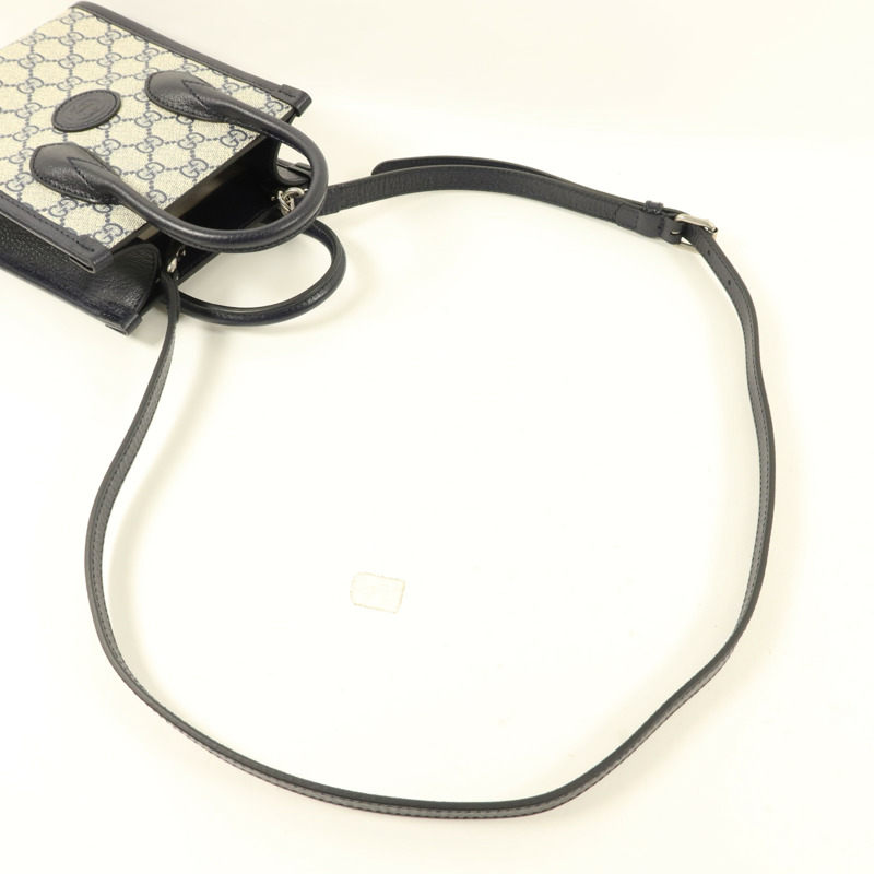 GUCCI 塗層帆布Interlocking G Mini Tote Bag銀扣手挽肩背兩用袋-8