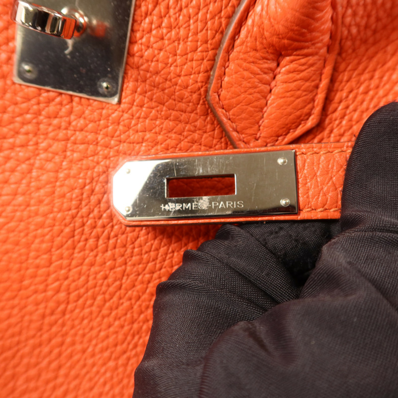 HERMES Clemence皮革Birkin 35銀扣手挽袋-9