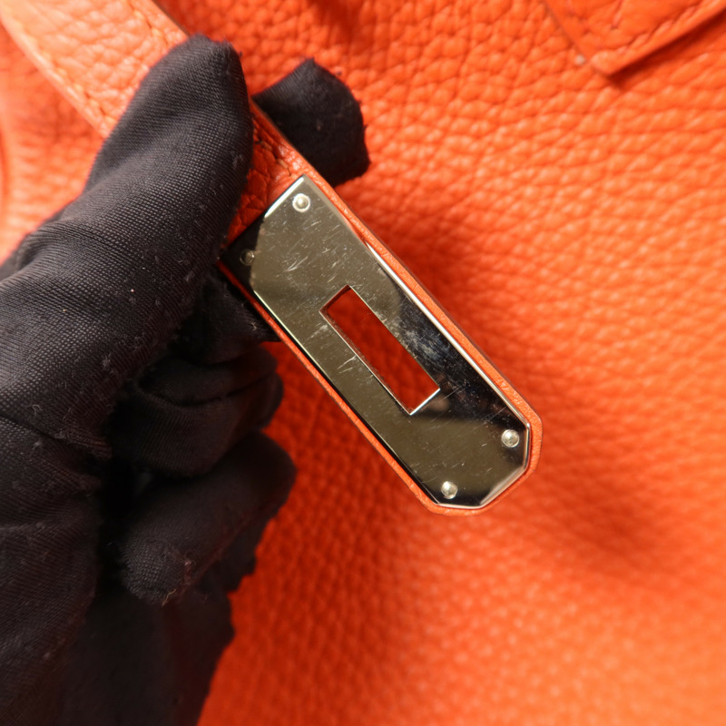 HERMES Clemence皮革Birkin 35銀扣手挽袋-11