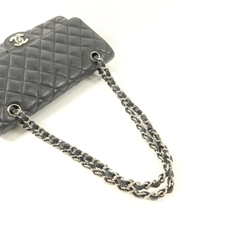 CHANEL 牛皮皮革Classic 25銀扣鏈帶肩背袋-9