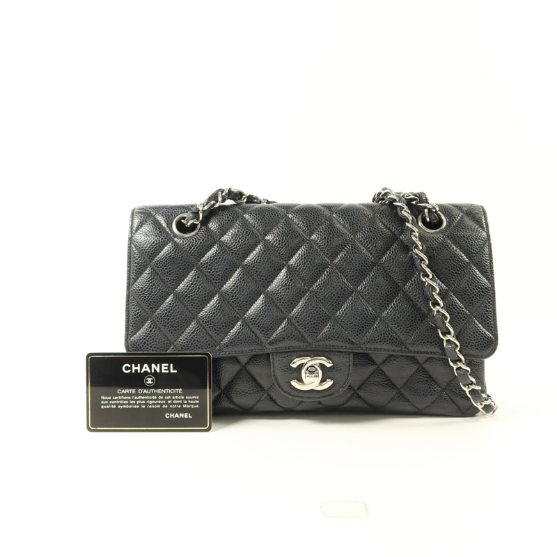 CHANEL 牛皮皮革Classic 25銀扣鏈帶肩背袋-10