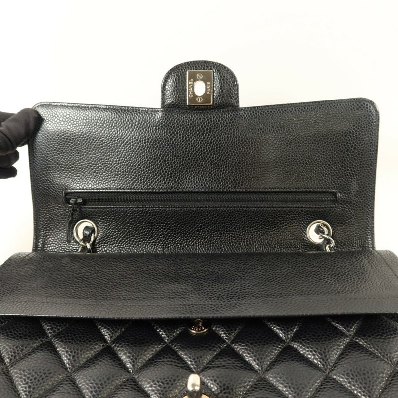 CHANEL 牛皮皮革Classic 25銀扣鏈帶肩背袋-12