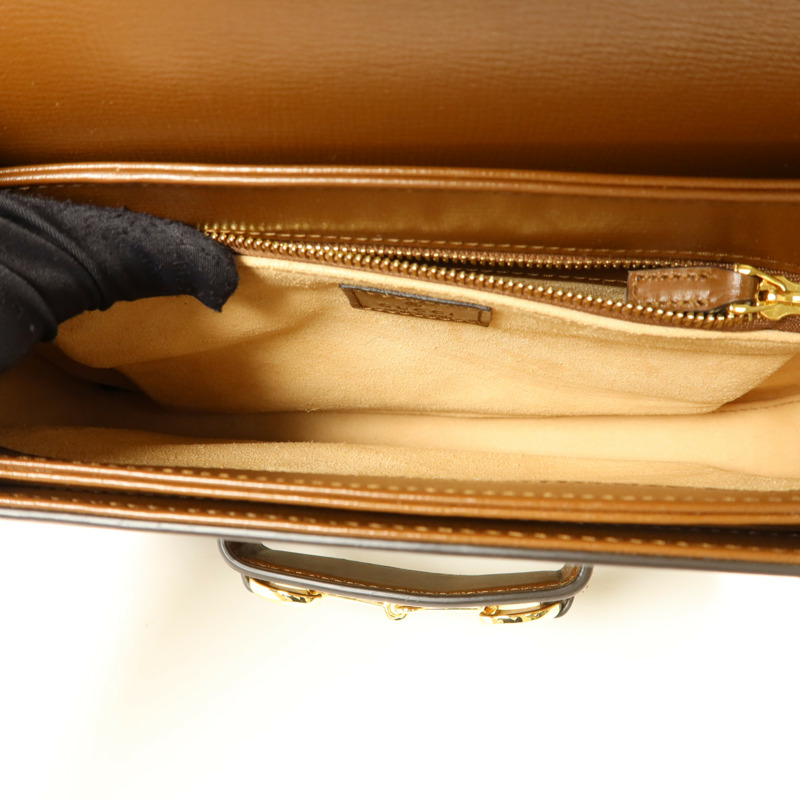 GUCCI 塗層帆布Horsebit 1955 Medium金扣肩背袋-4