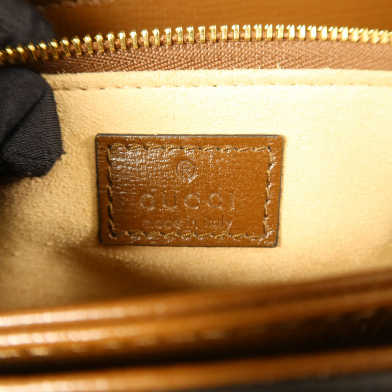 GUCCI 塗層帆布Horsebit 1955 Medium金扣肩背袋-5