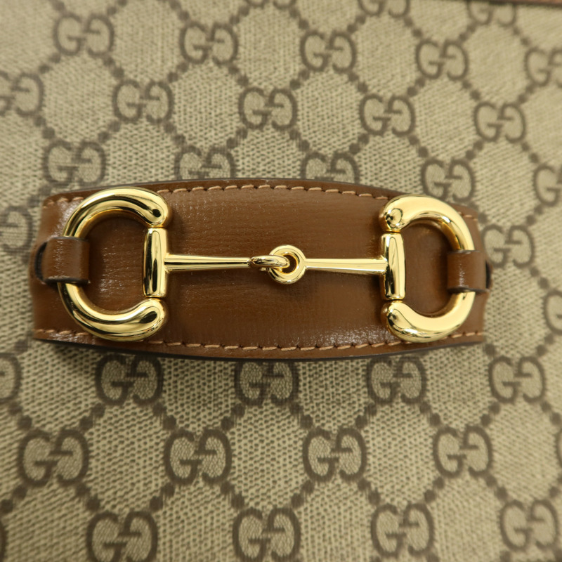 GUCCI 塗層帆布Horsebit 1955 Medium金扣肩背袋-9