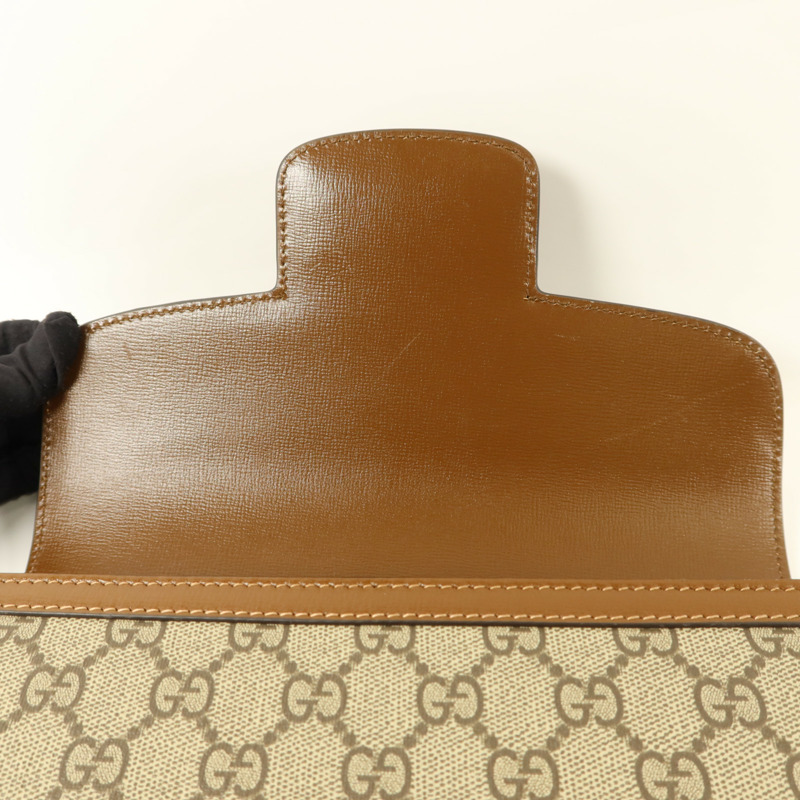 GUCCI 塗層帆布Horsebit 1955 Medium金扣肩背袋-11