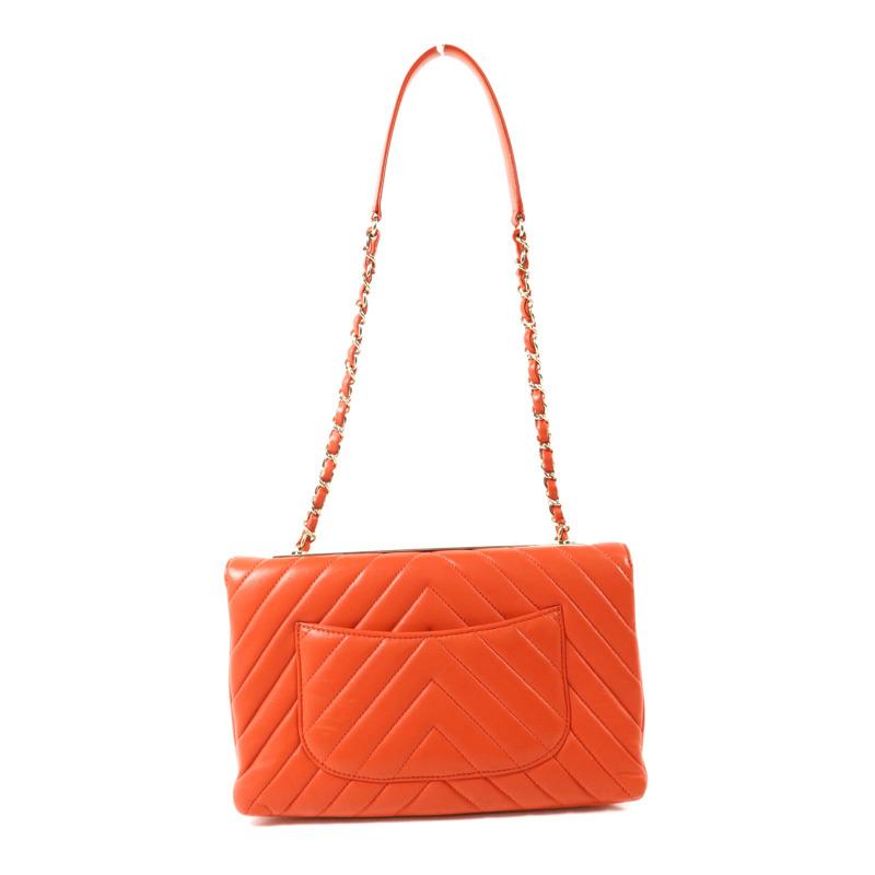 CHANEL 羊皮皮革Trendy CC Chevron Wallet On Chain金扣鏈帶肩背袋-1