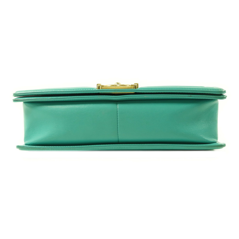 CHANEL 羊皮皮革Boy 28金扣鏈帶肩背袋-3