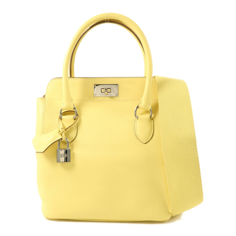 HERMES Swift皮革Tool Box 20銀扣手挽肩背兩用袋Jaune Poussin-0