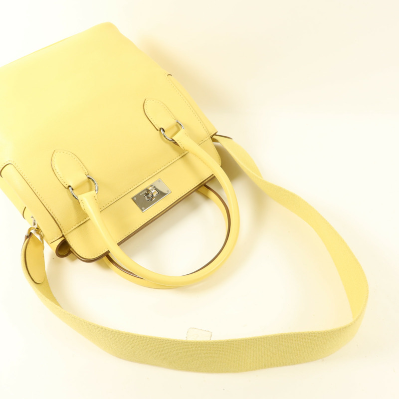 HERMES Swift皮革Tool Box 20銀扣手挽肩背兩用袋Jaune Poussin-7
