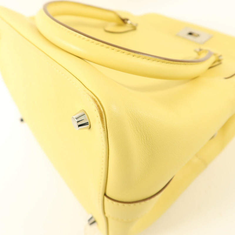 HERMES Swift皮革Tool Box 20銀扣手挽肩背兩用袋Jaune Poussin-12
