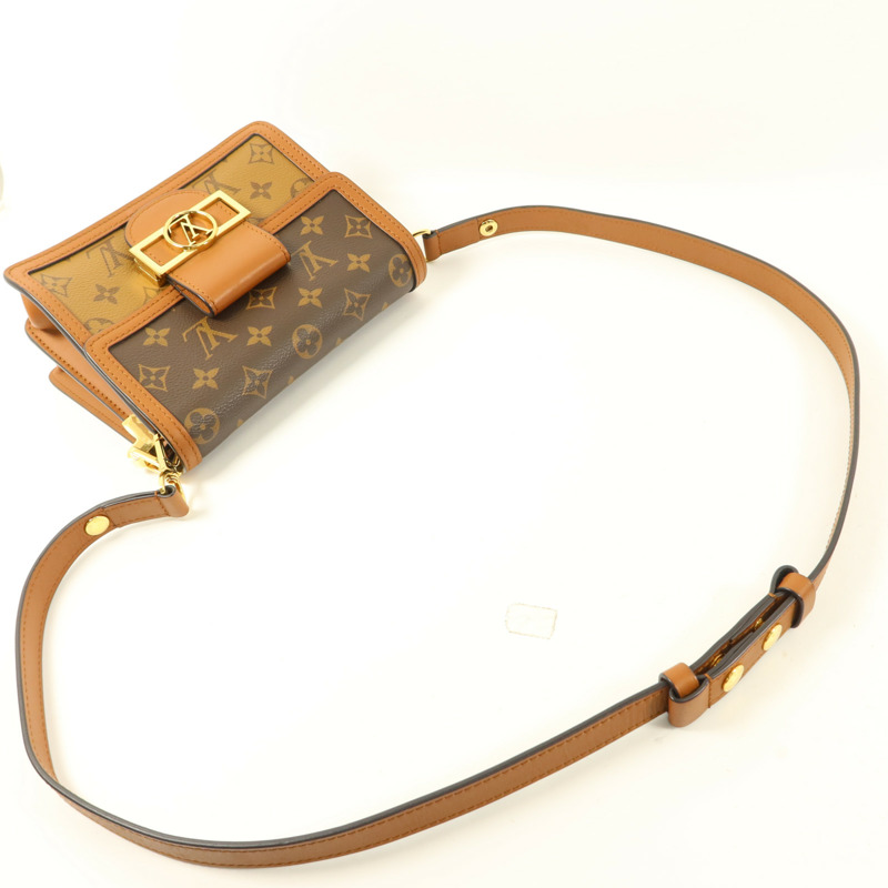 LOUIS VUITTON Monogram Reverse Mini Dauphine金扣肩背袋-7