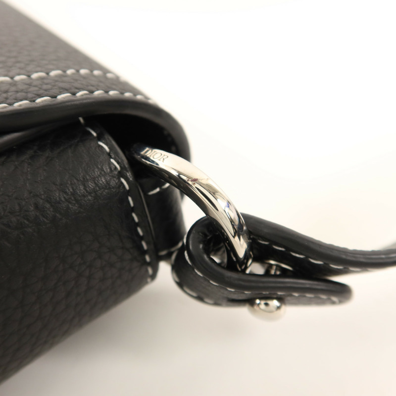Dior 牛皮皮革Mini Saddle Messenger Bag With Flap銀扣肩背袋-9