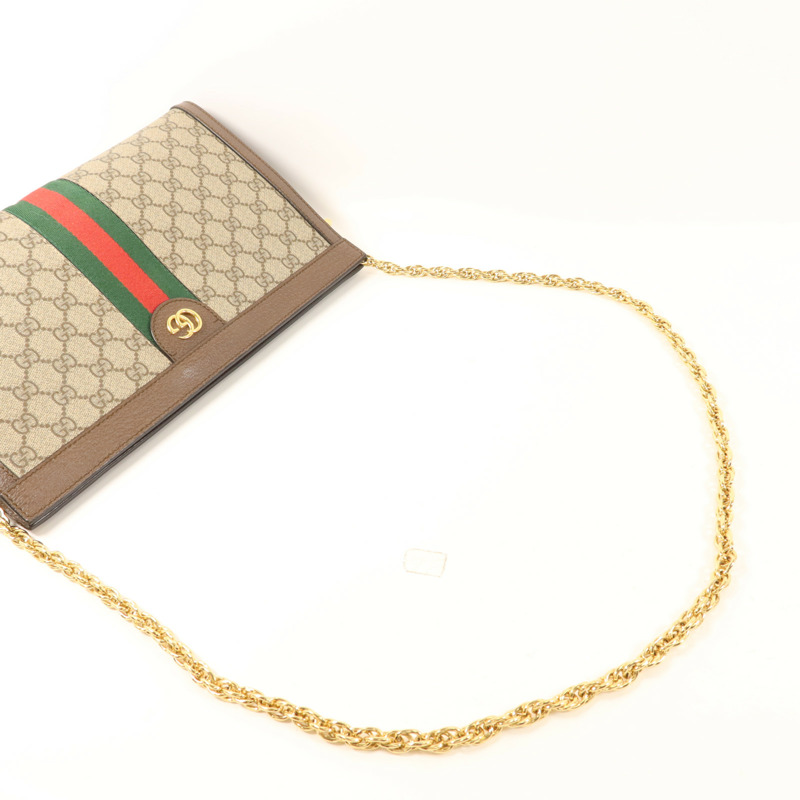 GUCCI 塗層帆布Ophidia金扣鏈帶肩背袋-7