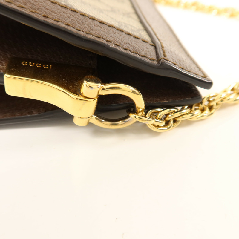 GUCCI 塗層帆布Ophidia金扣鏈帶肩背袋-10