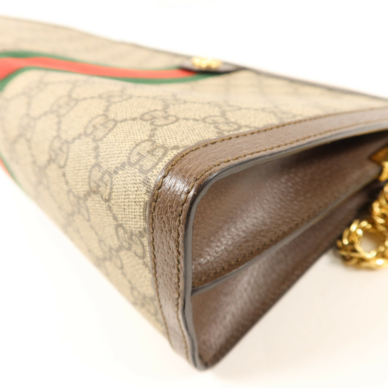 GUCCI 塗層帆布Ophidia金扣鏈帶肩背袋-11
