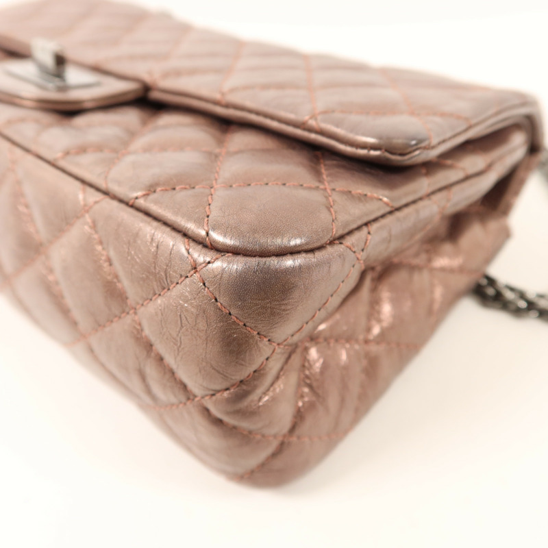 CHANEL 牛皮皮革2.55 Chain Shoulder銀扣鏈帶肩背袋-12