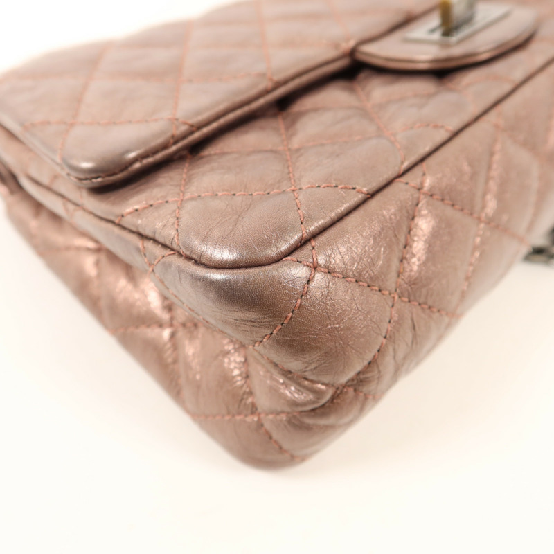 CHANEL 牛皮皮革2.55 Chain Shoulder銀扣鏈帶肩背袋-13