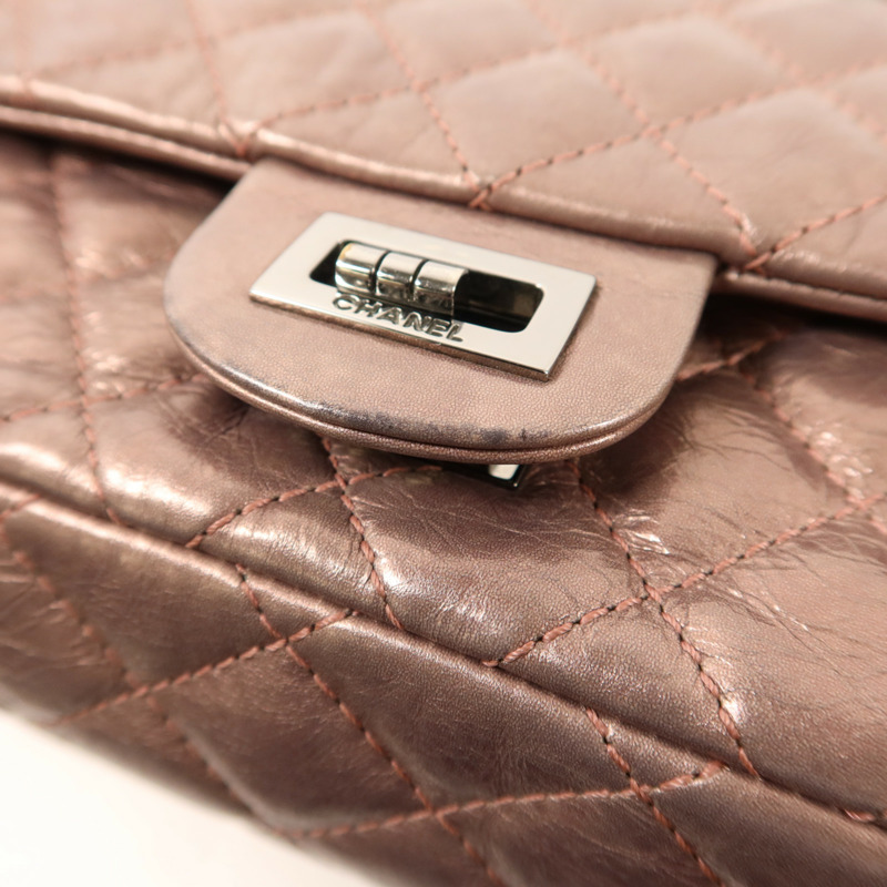 CHANEL 牛皮皮革2.55 Chain Shoulder銀扣鏈帶肩背袋-17