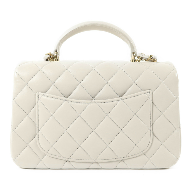 CHANEL 羊皮皮革Classic With Top Handle金扣手挽肩背兩用袋-1