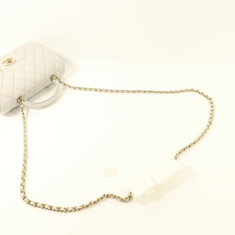 CHANEL 羊皮皮革Classic With Top Handle金扣手挽肩背兩用袋-7