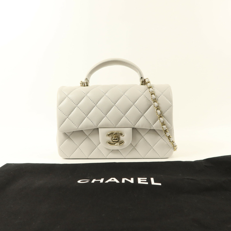 CHANEL 羊皮皮革Classic With Top Handle金扣手挽肩背兩用袋-9